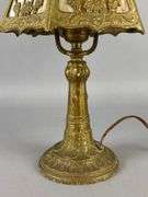 Antique Brass Carmel Slag Glass Boudoir Lamp