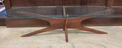 Adrian Pearsall MCM Jax Sculptural Walnut &amp; Glass Coffee Table