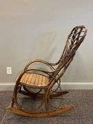 Antique Rustic Bent Cane Wood Rocking Chair