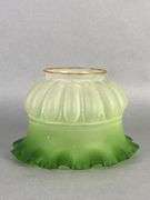 Antique Green Clear Frosted Ruffled Glass Lamp Shade