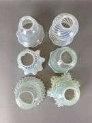Group of 6 Antique Opalescent Swirl Glass Lamp Shades