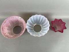 Group of Antique Cranberry Glass Lamp Shades