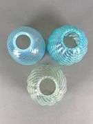 Group of 3 Antique Opalescent Swirl Glass Lamp Shades