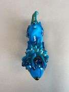 Mid-Century Modern Murano Style Blue White Black Art Glass Lion
