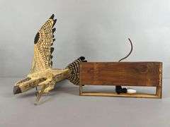 Vintage Folk Art Wood Falcon Lamp