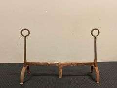 Antique Pair of Cast Iron Andirons