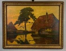 Franz Hecker Mill at the Pond Lithograph On Paper