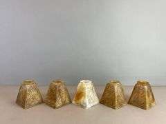 Group of 5 Antique Kokomo  Sheet Glass Lamp Shades
