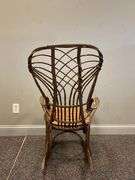 Antique Rustic Bent Cane Wood Rocking Chair