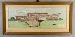 Calumet City Illinois Bank Building Design Drawing on Paper