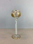 Antique Hand Painted Gold Floral Motif Twist Stem Wine Glass