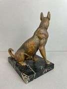 French Art Deco Bronze German Shepherd Statue