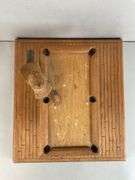 Artist Signed Folk Art Carved Wood Pool Player