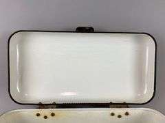 Vintage Enamelware Orange Bread Box