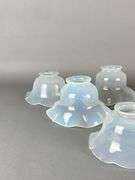 Group of 6 Antique Opalescent Ruffled Glass Lamp Shades