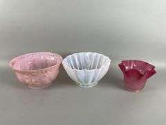 Group of Antique Cranberry Glass Lamp Shades