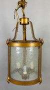 Antique Versailles Style Metal Hanging Pendant Light with Textured Frosted Glass Panels