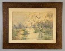 Tranquil Riverbed Watercolor Painting on Paper