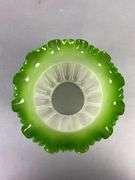 Antique Green Clear Frosted Ruffled Glass Lamp Shade