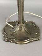Antique Carmel Slag Glass 8-Panel Shade Table Lamp with Floral Motif