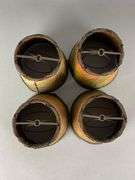 Group of 4 Antique Hand Painted Textured Paper Lamp Shades
