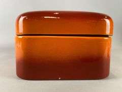 Vintage Enamelware Orange Bread Box