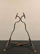 Antique Pair of Cast Iron Floral Medallion Andiron