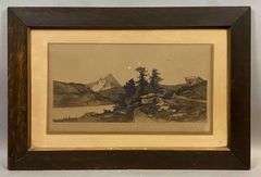 Ernest Rost On the Alps Lithograph Print of Etching