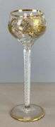 Antique Hand Painted Gold Floral Motif Twist Stem Wine Glass