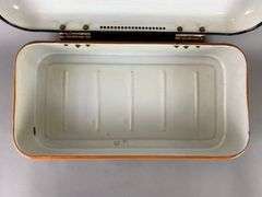Vintage Enamelware Orange Bread Box