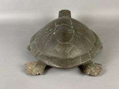 Cast Metal Turtle Statue with removable lid