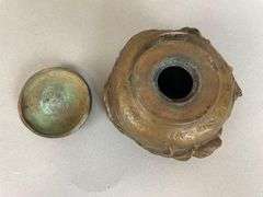 Antique Art Nouveau Bronze Viking Ships Ink Well
