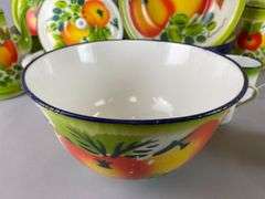 Group of Vintage Enamelware Fall Harvest Kitchen Items