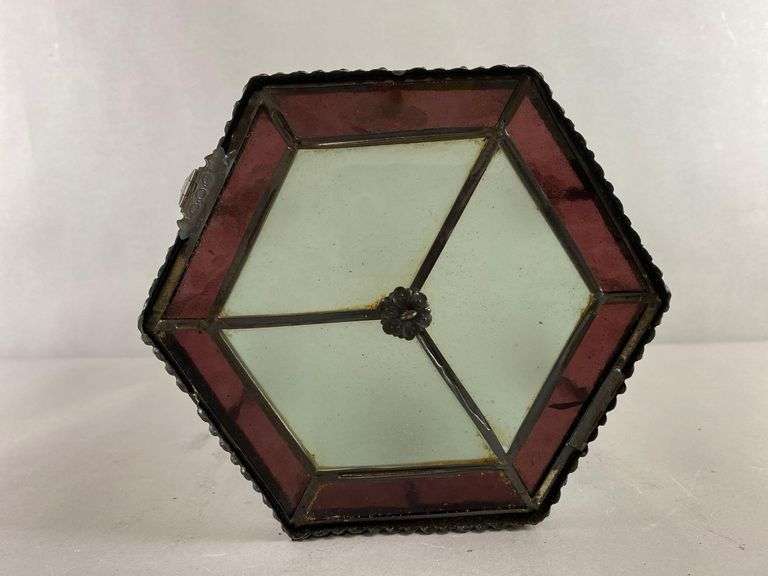 Antique Mission Frosted and Purple Glass Hanging Light Fixture