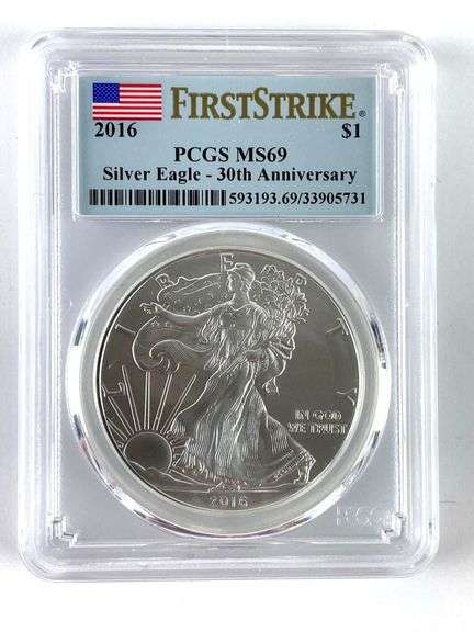 2016 ﻿First Strike 30th Anniversary PCGS Graded MS 69 US Mint American Silver Eagle 1 oz Fine Silver