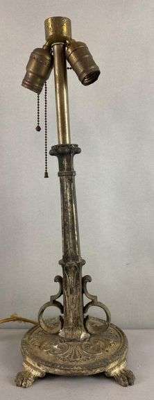 Antique Art Nouveau Cast Iron Table Lamp