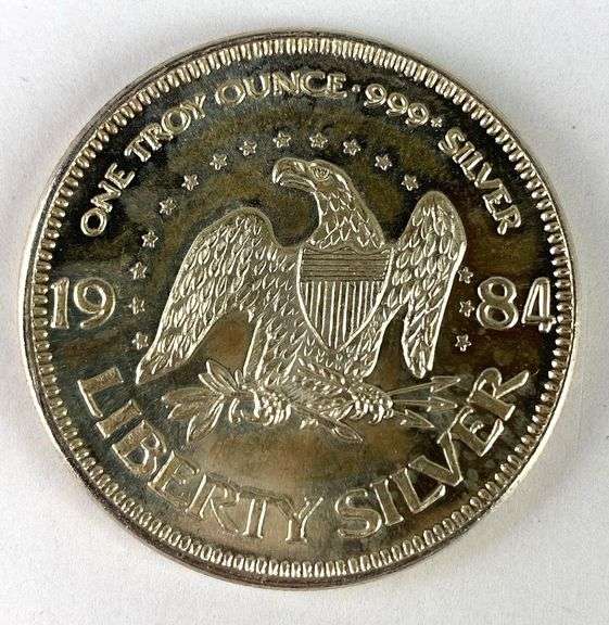 1984 A-Mark Precious Metals Liberty Silver 1 oz .999 Fine Silver Round
