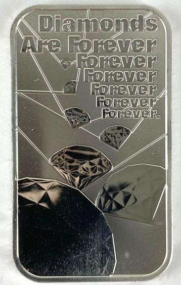The Royal Mint 007 Diamonds Are Forever 1 oz .999 Fine Silver Ingot/ Bar