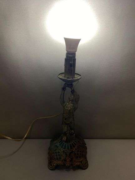 Antique Cast Iron Cherub Table Lamp