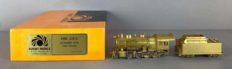 Sunset Models Brass HO Scale PRR 2-8-0 Locomotive and Tender