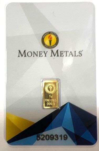 Money Metal 1 Gram .9999 Fine Gold Bar in Assay