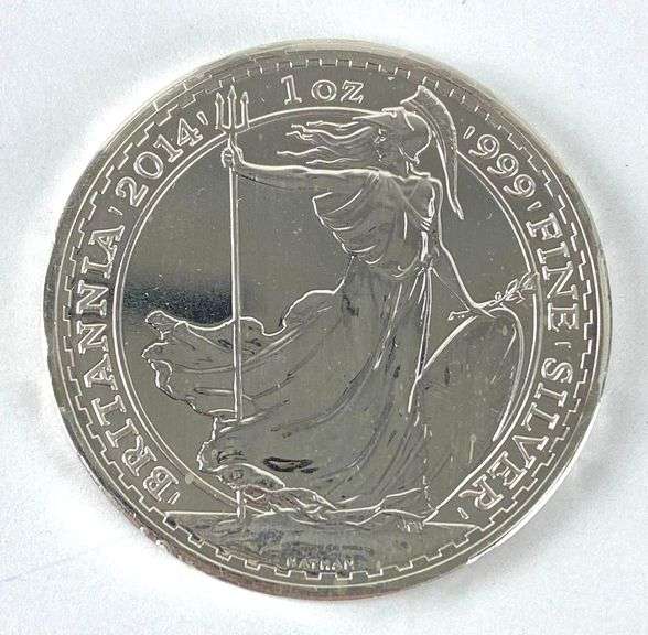 2014 Great Britain 2 Pound Britannia 1 oz .999 Fine Silver Coin