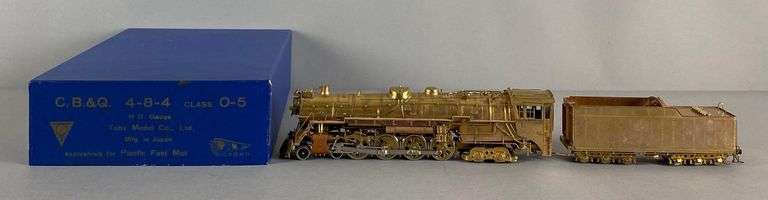 PFM Brass HO Scale 4-8-4 CB and Q Locomotive and Tender