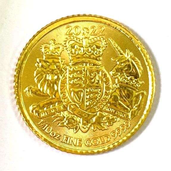2022 British 10 Pound Royal Arms 1/10 oz .999 Fine Gold Coin