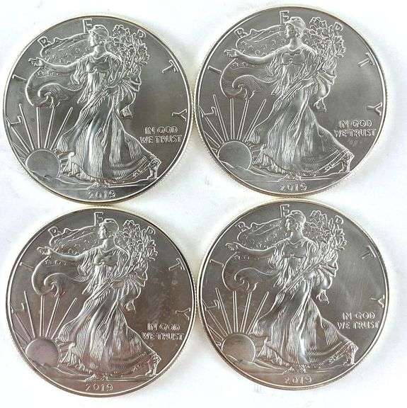 Group of 4 2019 US Mint American Silver Eagle 1 oz .999 Fine Silver