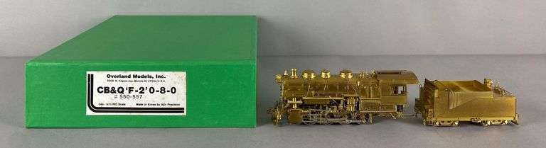 Overland Models Brass HO Scale 0-8-0 CB and Q Locomotive and Tender