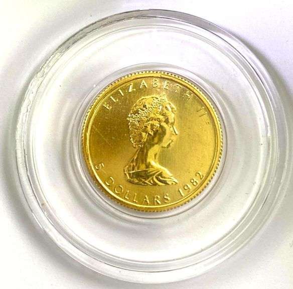 1982 Canadian Maple Leaf $5 1/10 oz. .9999 Gold Coin