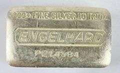 Engelhard 10 oz .999 Fine Silver Ingot/ Bar