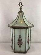 Antique Mission Frosted and Purple Glass Hanging Light Fixture