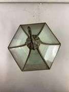 Antique Mission Frosted and Purple Glass Hanging Light Fixture